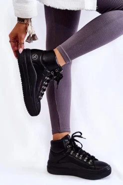 Cross Jeans Damskie Wysokie Trampki KK2R4029C Czarne