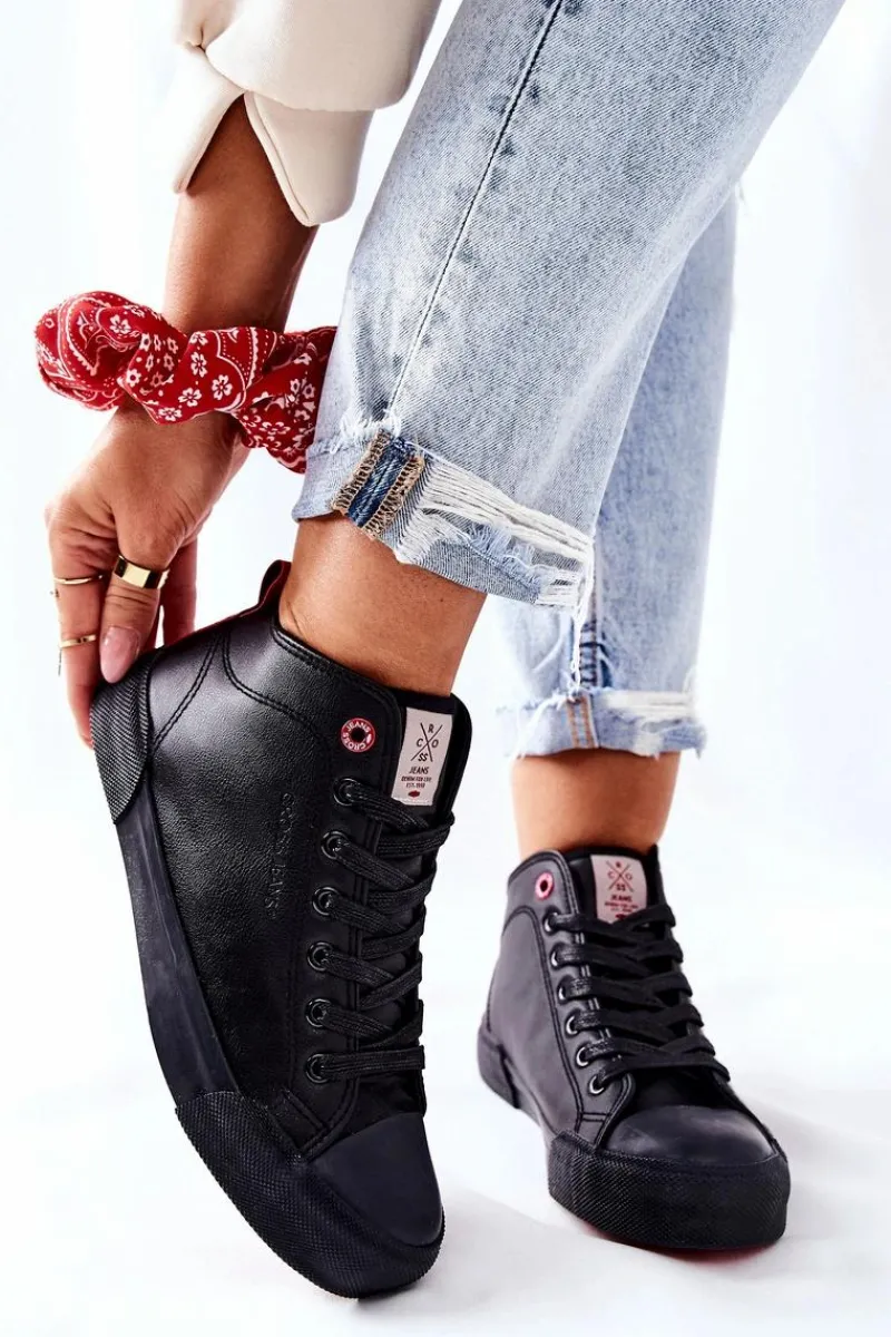 Outlet Cross Jeans Damskie Wysokie Trampki II2R4032C Czarne Czarny