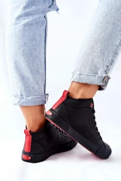 Outlet Cross Jeans Damskie Wysokie Trampki II2R4032C Czarne Czarny