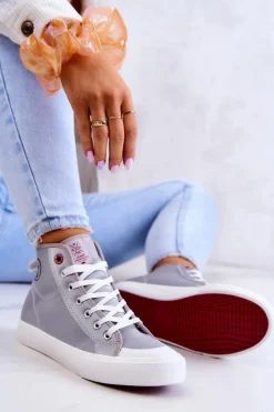 Damskie Wysokie Trampki JJ2R4057C Szare Damskie Trampki Damskie Cross Jeans|Trampki Damskie Wysokie