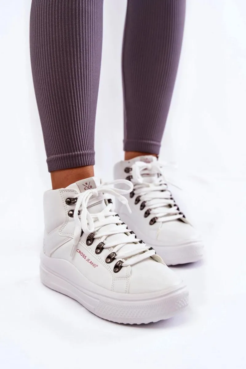 Trampki Damskie Cross Jeans|Trampki Damskie Wysokie>Cross Jeans Damskie Wysokie Trampki KK2R4028C Białe