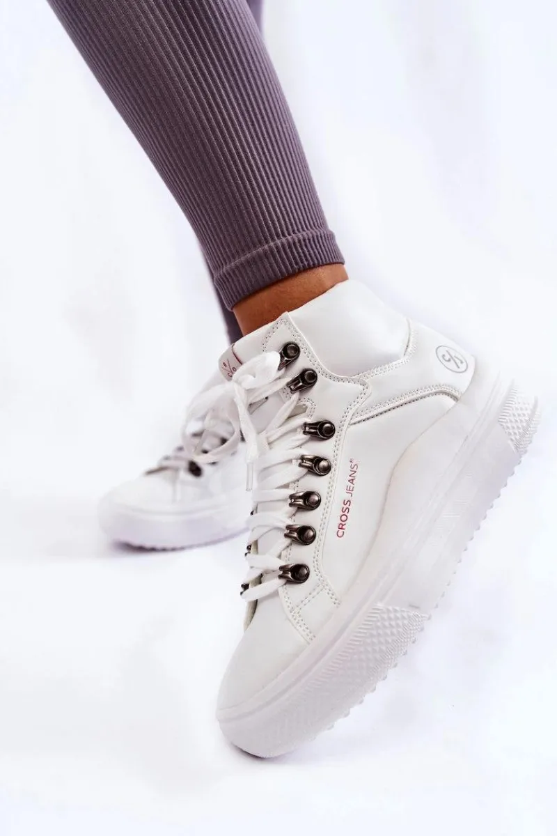 Trampki Damskie Cross Jeans|Trampki Damskie Wysokie>Cross Jeans Damskie Wysokie Trampki KK2R4028C Białe