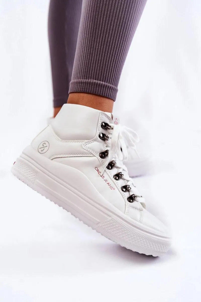 Trampki Damskie Cross Jeans|Trampki Damskie Wysokie>Cross Jeans Damskie Wysokie Trampki KK2R4028C Białe