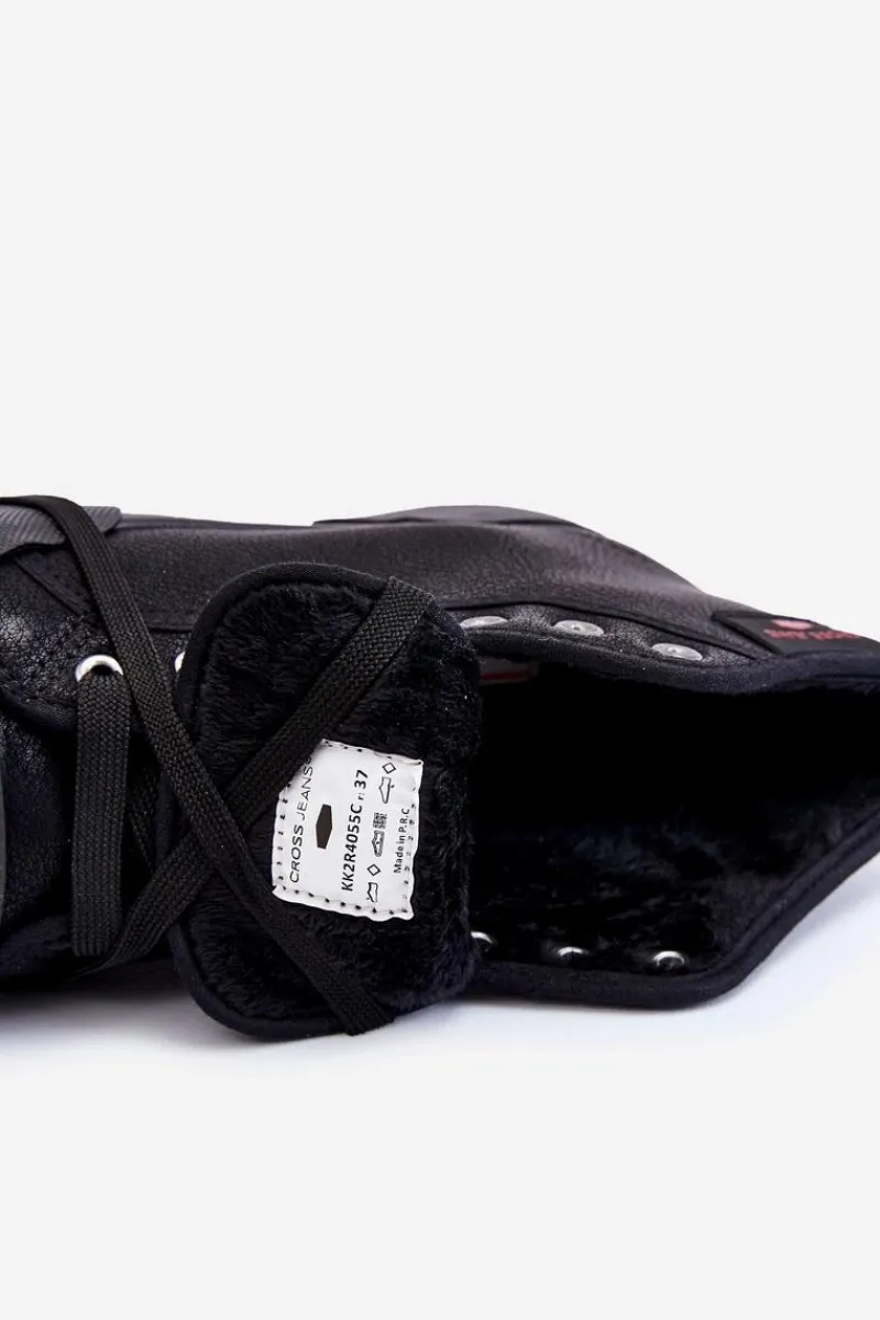 Trampki Damskie Cross Jeans|Trampki Ocieplane>Cross Jeans Damskie Wysokie Trampki KK2R4055C Czarne