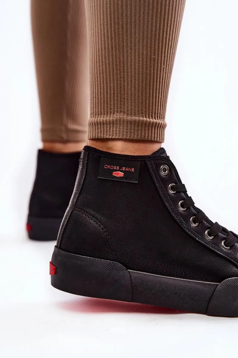 Trampki Damskie Cross Jeans|Trampki Ocieplane>Cross Jeans Damskie Wysokie Trampki KK2R4055C Czarne