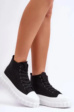 Online Boto Damskie Wysokie Trampki Czarne Avis