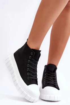 Online Boto Damskie Wysokie Trampki Czarne Avis