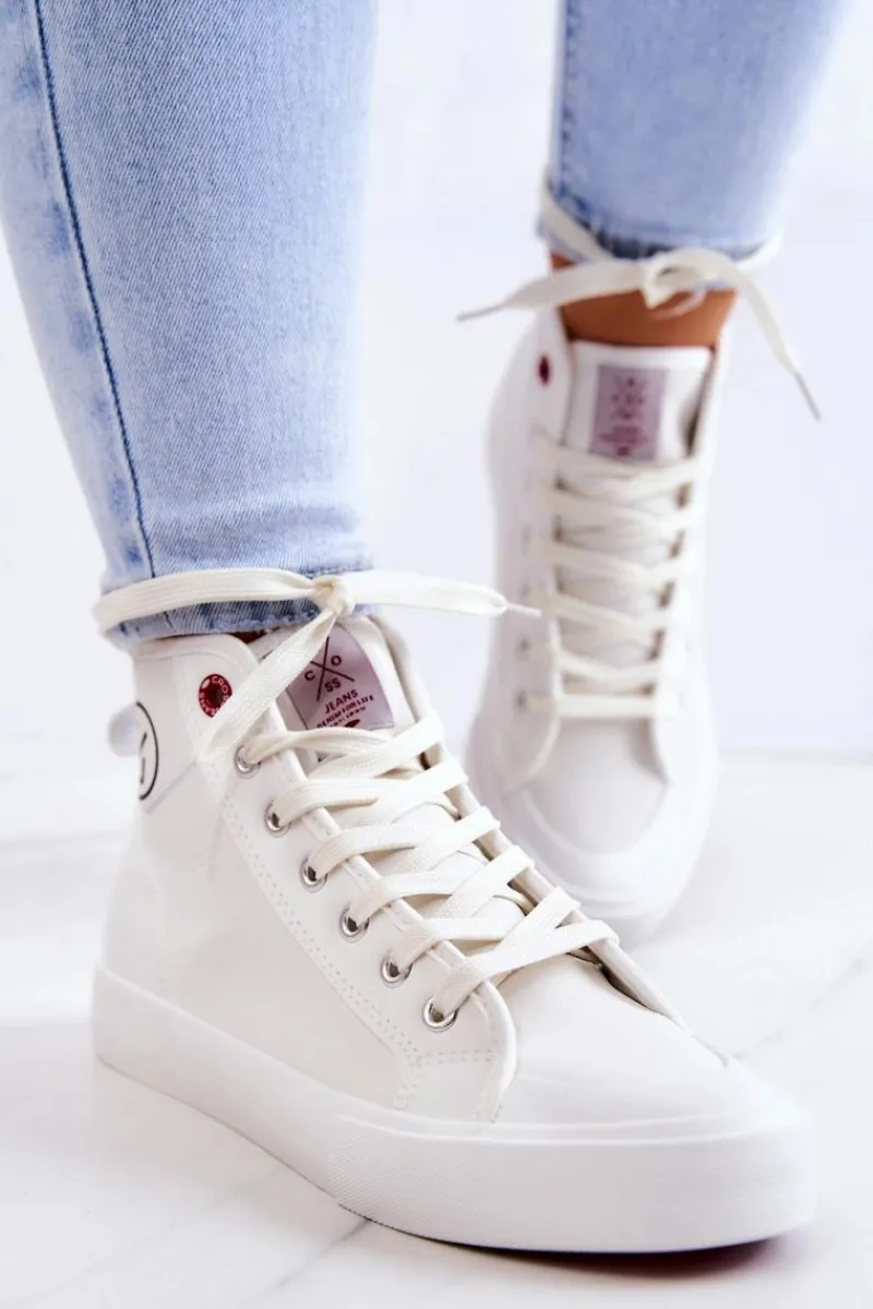 Trampki Damskie Cross Jeans|Trampki Damskie Wysokie>Cross Jeans Damskie Wysokie Trampki JJ2R4056C Białe