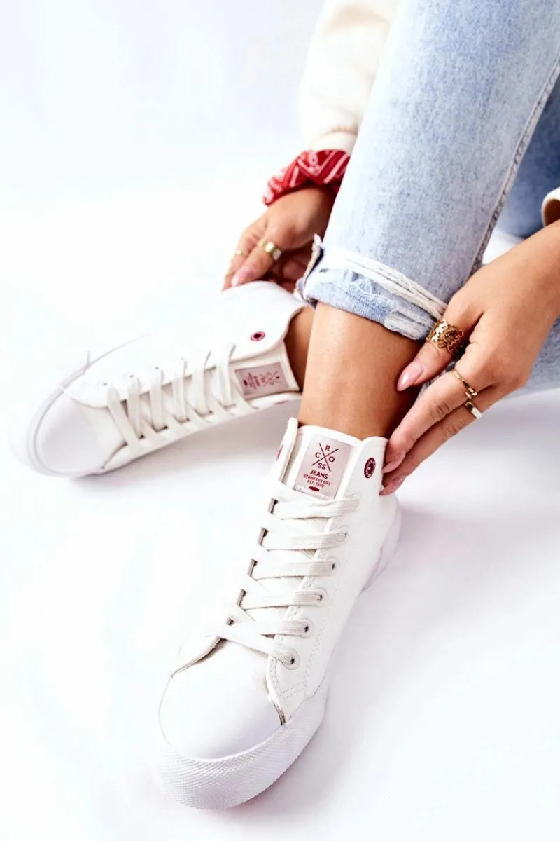Sale Damskie Wysokie Trampki II2R4033C Białe Damskie Trampki Damskie Cross Jeans|Trampki Damskie Wysokie