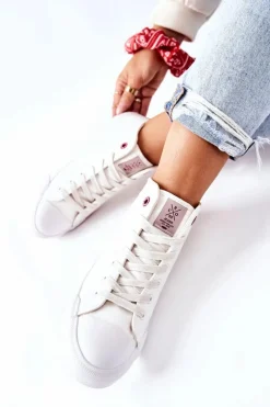 Sale Damskie Wysokie Trampki II2R4033C Białe Damskie Trampki Damskie Cross Jeans|Trampki Damskie Wysokie