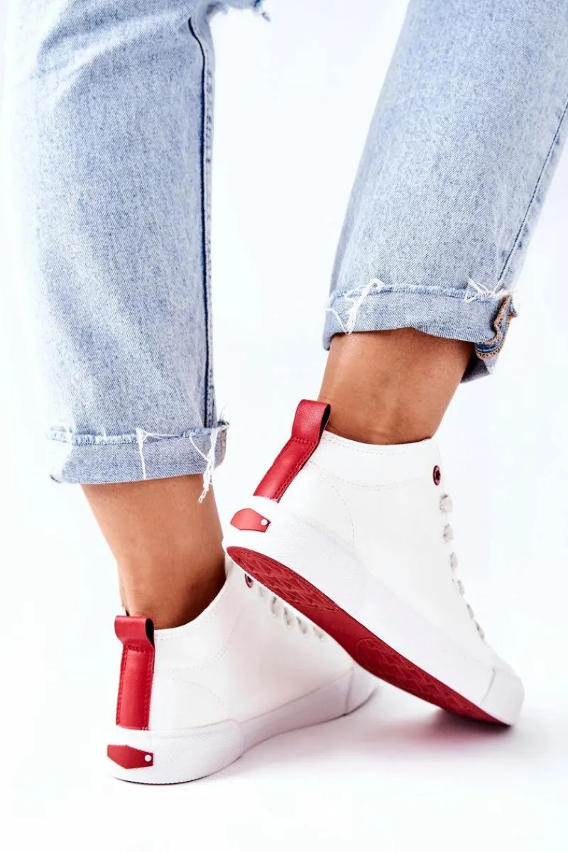 Sale Damskie Wysokie Trampki II2R4033C Białe Damskie Trampki Damskie Cross Jeans|Trampki Damskie Wysokie