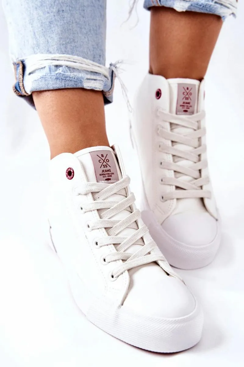 Sale Damskie Wysokie Trampki II2R4033C Białe Damskie Trampki Damskie Cross Jeans|Trampki Damskie Wysokie