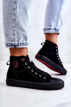 Discount Cross Jeans Damskie Wysokie Trampki JJ2R4055C Czarne Czarny