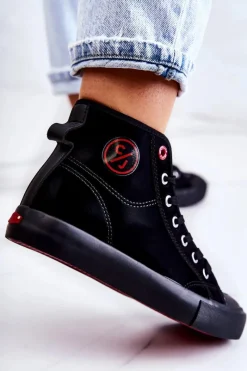 Discount Cross Jeans Damskie Wysokie Trampki JJ2R4055C Czarne Czarny