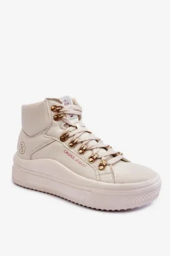 Outlet Cross Jeans Damskie Wysokie Trampki KK2R4027C Beżowe