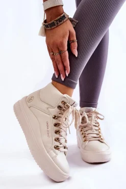 Outlet Cross Jeans Damskie Wysokie Trampki KK2R4027C Beżowe