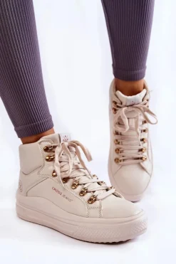 Outlet Cross Jeans Damskie Wysokie Trampki KK2R4027C Beżowe