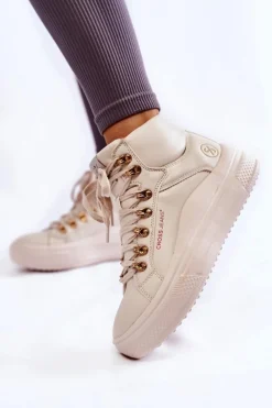 Outlet Cross Jeans Damskie Wysokie Trampki KK2R4027C Beżowe