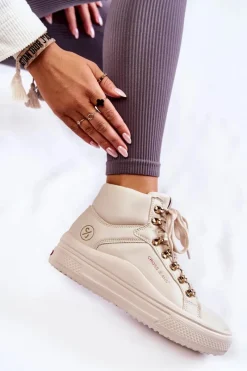 Outlet Cross Jeans Damskie Wysokie Trampki KK2R4027C Beżowe