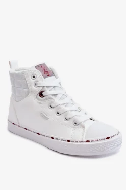 Online Damskie Wysokie Trampki KK2R4060C Białe Damskie Trampki Damskie Cross Jeans|Trampki Ocieplane