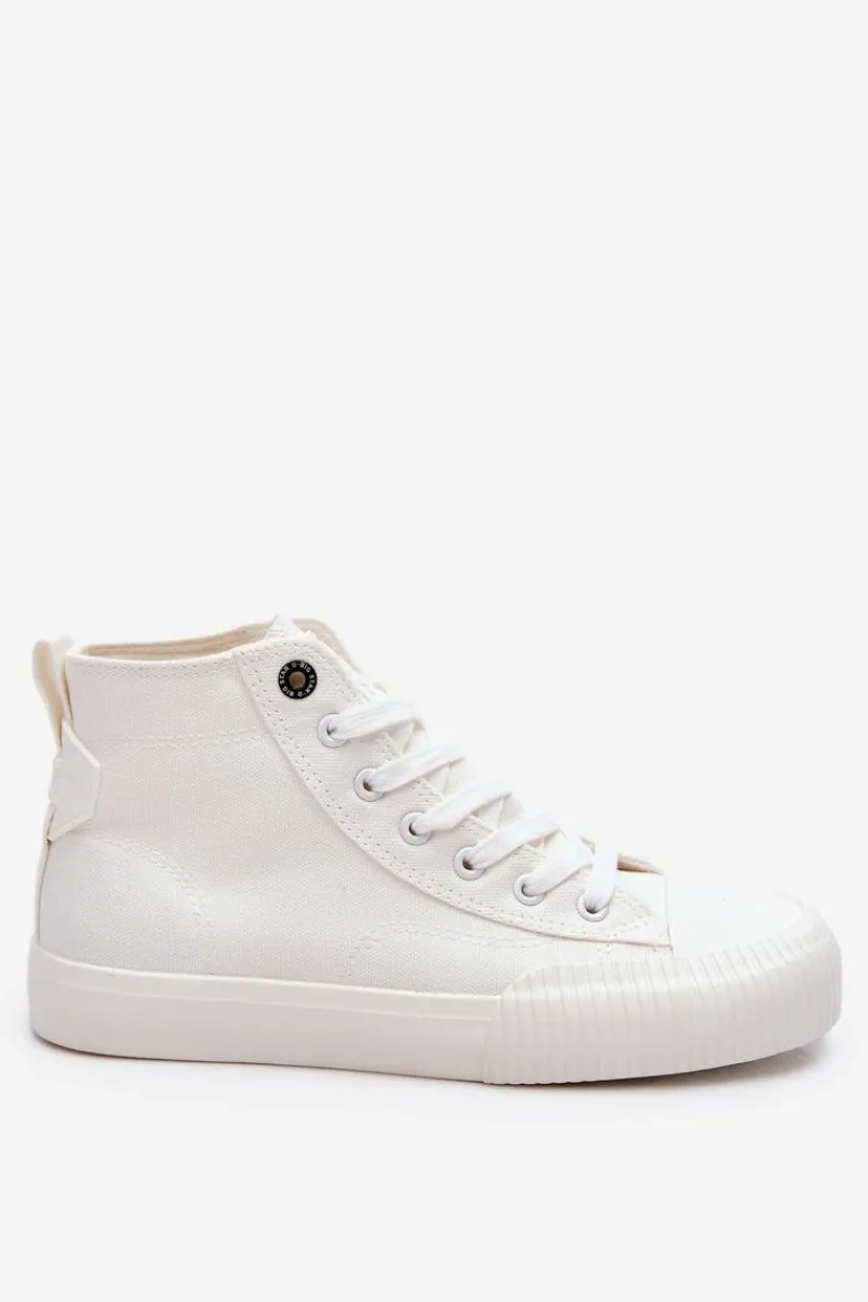 Trampki Damskie Big Star|Trampki Damskie Wysokie>Big Star Shoes Damskie Wysokie Trampki Materiałowe Big Star LL274445 Białe Biały