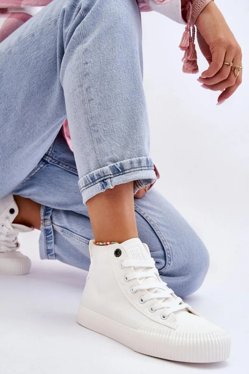 Trampki Damskie Big Star|Trampki Damskie Wysokie>Big Star Shoes Damskie Wysokie Trampki Materiałowe Big Star LL274445 Białe Biały