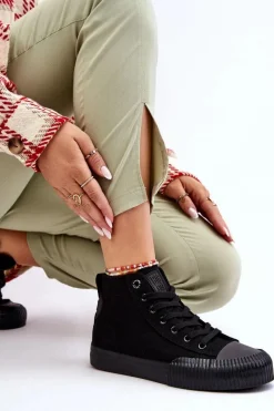 Online Damskie Wysokie Trampki Materiałowe Big Star LL274444 Czarne Damskie Trampki Damskie Big Star|Trampki Damskie Wysokie