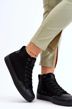 Online Damskie Wysokie Trampki Materiałowe Big Star LL274444 Czarne Damskie Trampki Damskie Big Star|Trampki Damskie Wysokie