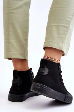 Online Damskie Wysokie Trampki Materiałowe Big Star LL274444 Czarne Damskie Trampki Damskie Big Star|Trampki Damskie Wysokie