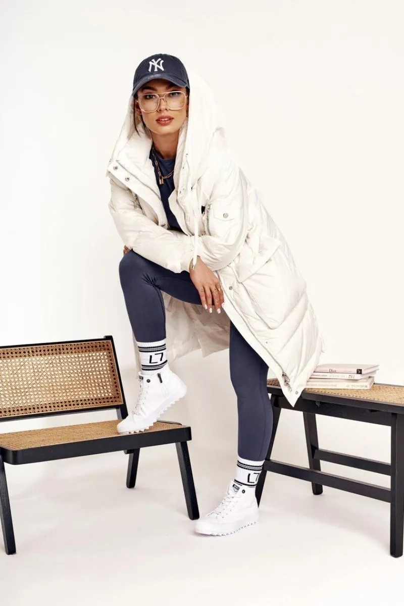 New Damskie Wysokie Trampki Na Dużej Podeszwie BIG STAR FF274241 Białe Damskie Trampki Damskie Big Star|Trampki Damskie Wysokie