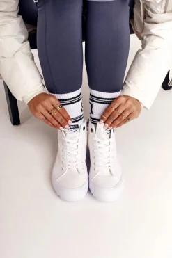 New Damskie Wysokie Trampki Na Dużej Podeszwie BIG STAR FF274241 Białe Damskie Trampki Damskie Big Star|Trampki Damskie Wysokie