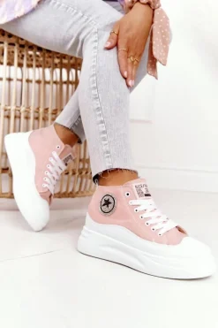 Hot Boto Damskie Wysokie Trampki Na Platformie Różowe Nice Girl