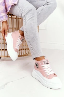 Hot Boto Damskie Wysokie Trampki Na Platformie Różowe Nice Girl