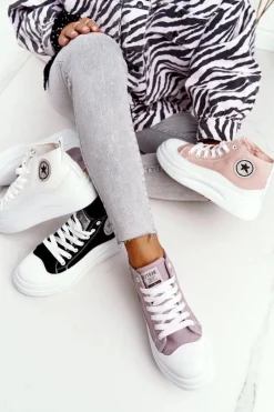 Clearance Damskie Wysokie Trampki Na Platformie Czarne Nice Girl Damskie Trampki Damskie Wysokie