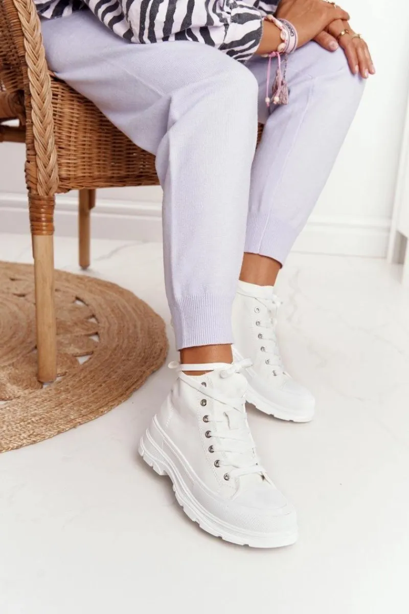 Sale Damskie Wysokie Trampki Na Dużej Podeszwie Białe Trissy Damskie Trampki Damskie Wysokie