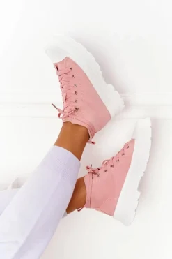 Sale Damskie Wysokie Trampki Na Dużej Podeszwie Różowe Trissy Damskie Trampki Damskie Wysokie