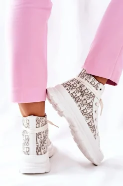 Clearance Boto Damskie Wysokie Trampki Z Nadrukiem Białe Only You