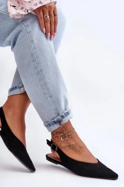 Online Damskie Zamszowe Baleriny Czarne Kenra Damskie Baleriny Klasyczne