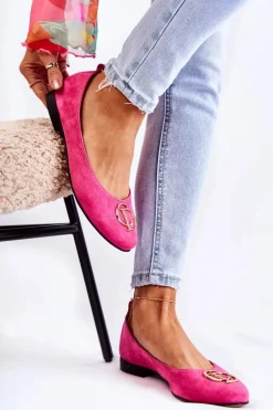 Online Boto Damskie Zamszowe Baleriny Z Ozdobą Nicole 2746 Fuksja