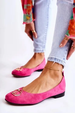 Online Boto Damskie Zamszowe Baleriny Z Ozdobą Nicole 2746 Fuksja