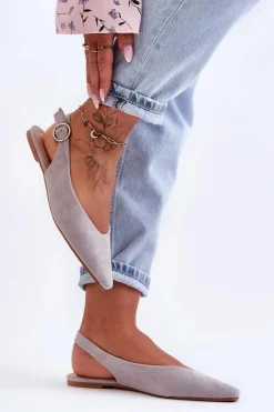 Sale Damskie Zamszowe Baleriny Szare Kenra Damskie Baleriny Klasyczne