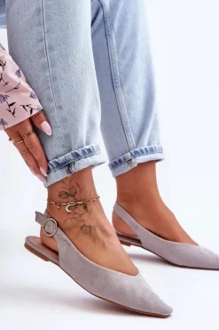 Sale Damskie Zamszowe Baleriny Szare Kenra Damskie Baleriny Klasyczne