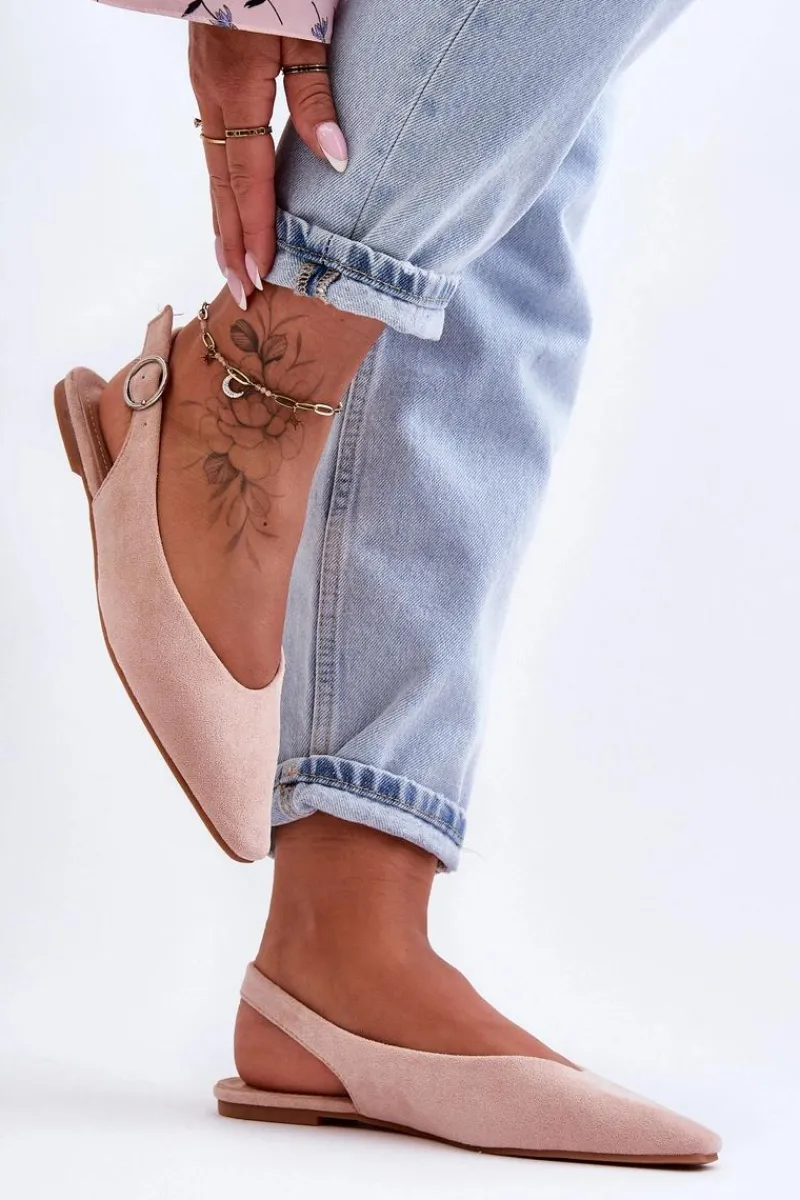 Sale Boto Damskie Zamszowe Baleriny Różowe Kenra