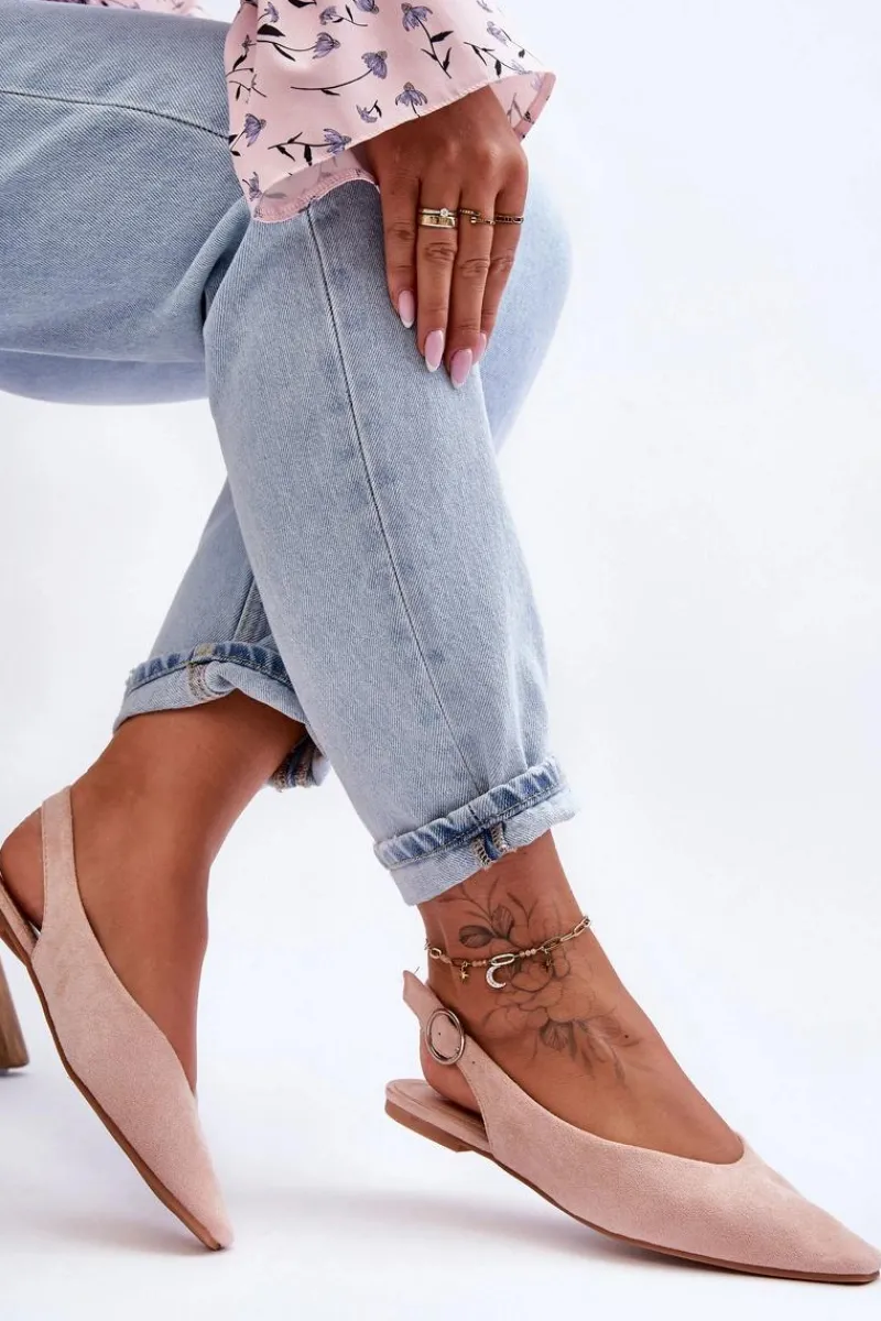 Sale Boto Damskie Zamszowe Baleriny Różowe Kenra