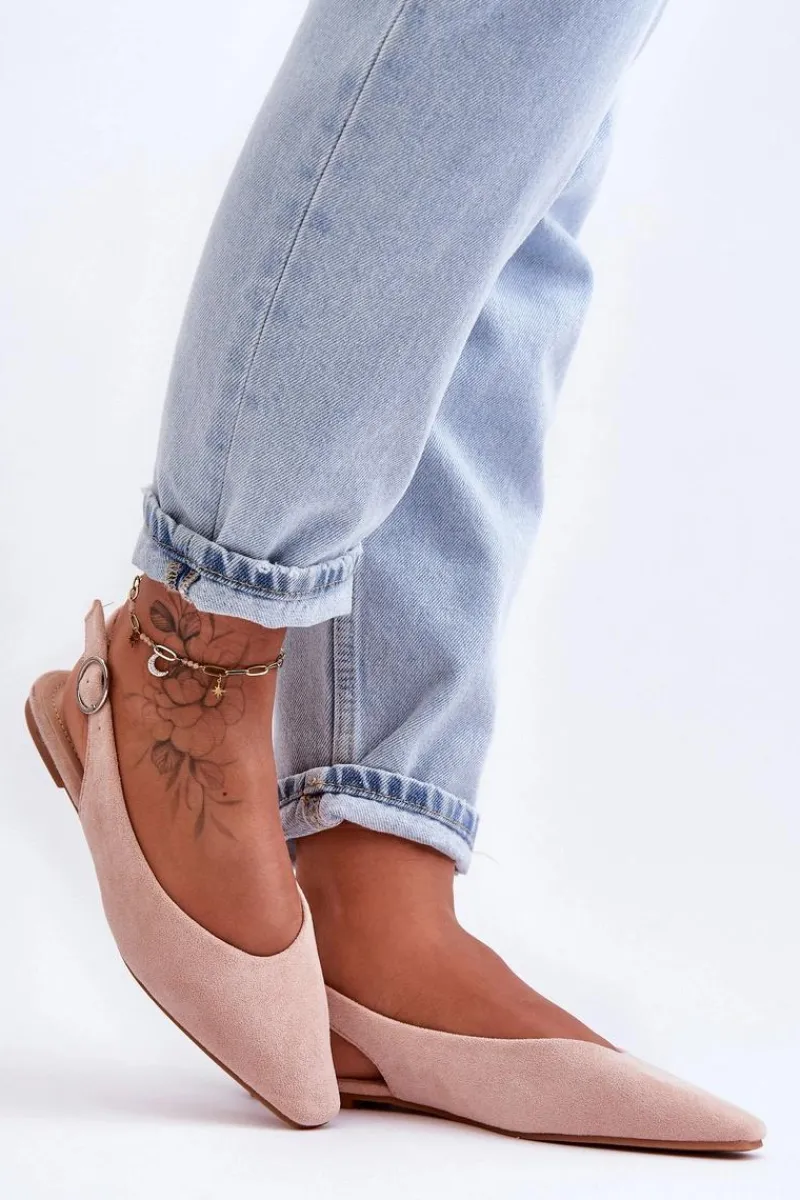 Sale Boto Damskie Zamszowe Baleriny Różowe Kenra