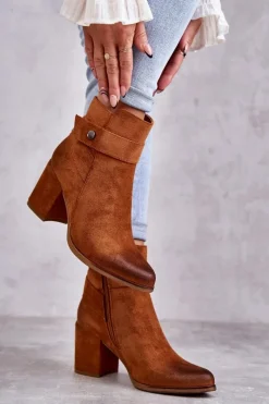 Botki Na Słupku|Botki Zimowe Damskie>Boto Damskie Zamszowe Botki La.Fi 260041C-SU Camel