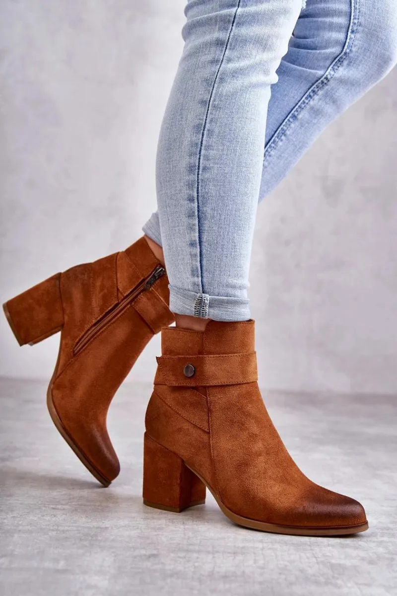 Botki Na Słupku|Botki Zimowe Damskie>Boto Damskie Zamszowe Botki La.Fi 260041C-SU Camel