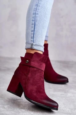 Boto Damskie Zamszowe Botki La.Fi 260041WI-SU Czerwone