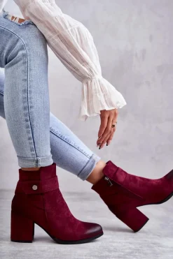 Boto Damskie Zamszowe Botki La.Fi 260041WI-SU Czerwone