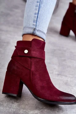 Boto Damskie Zamszowe Botki La.Fi 260041WI-SU Czerwone